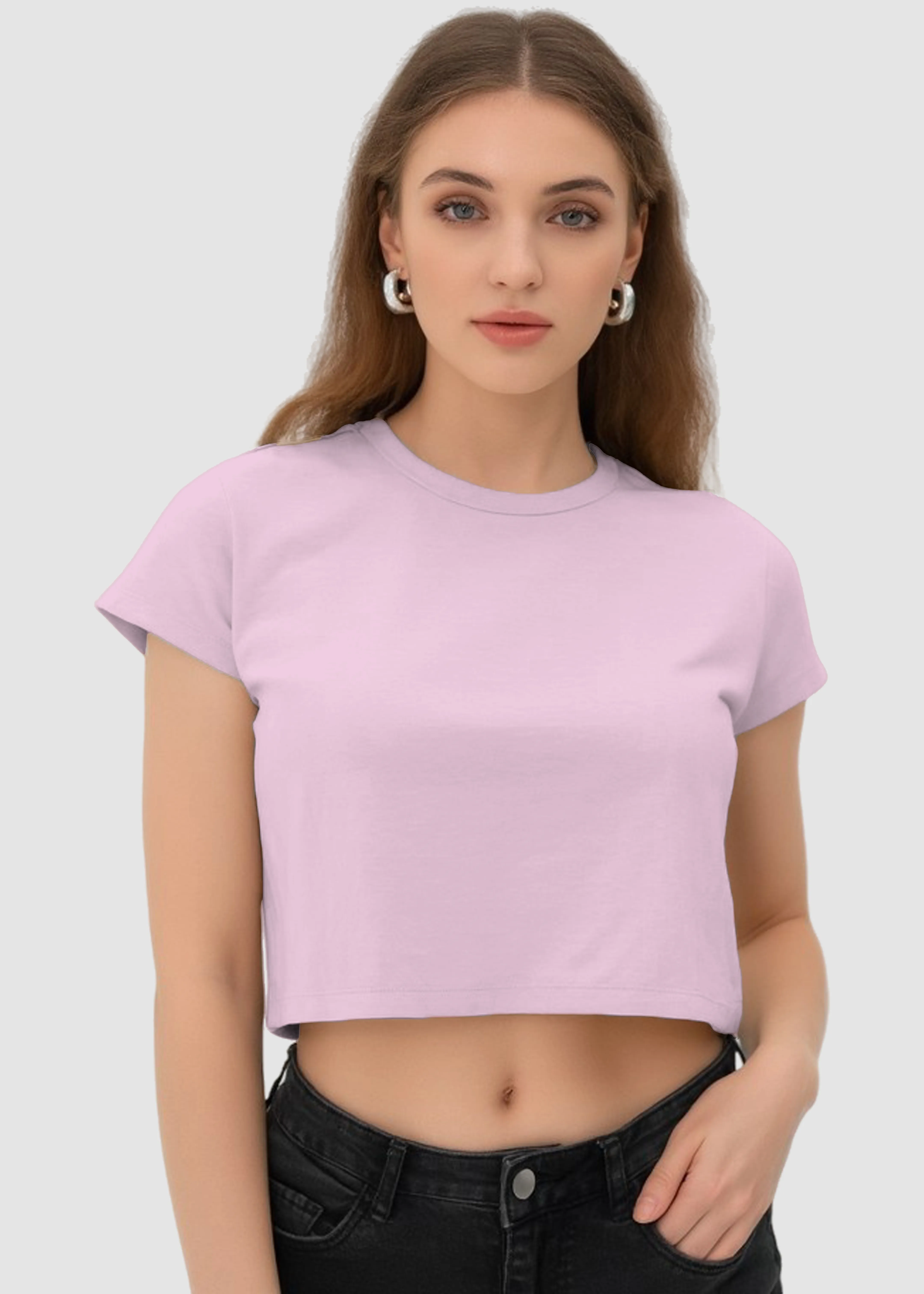 Flexible Collar Light Baby Pink Crop Top | FC39