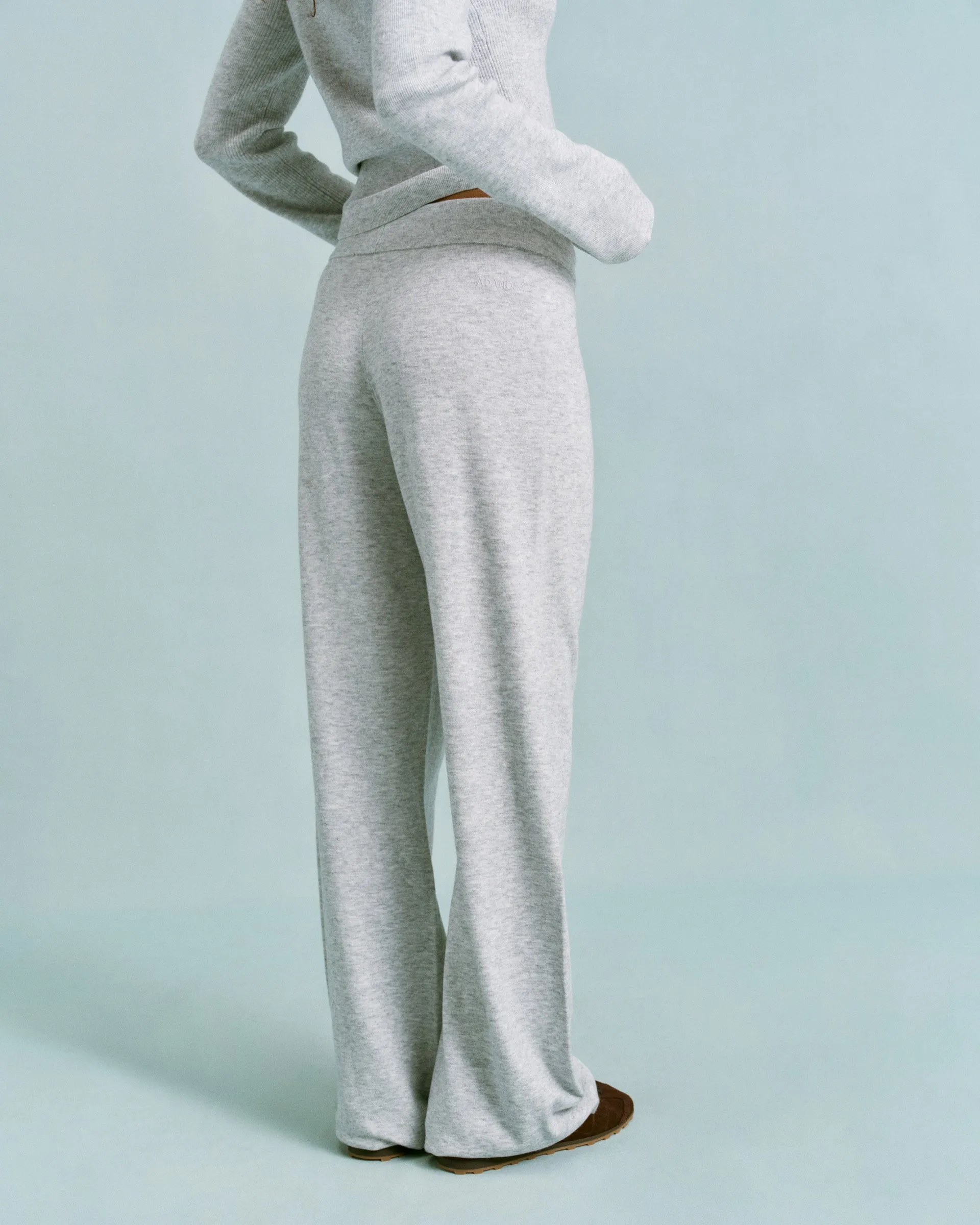 Knit Straight Leg Trousers - Light Grey Melange Comfort Control All Day Comfort