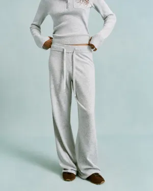 WrinkleFreeFinish Casual Layer Fit Knit Straight Leg Trousers - Light Grey Melange