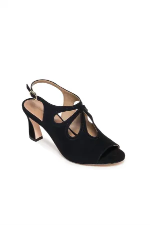 Wome's Nili Heels - Medium In Black Kid Suede Wide Fit Heels PU midsole