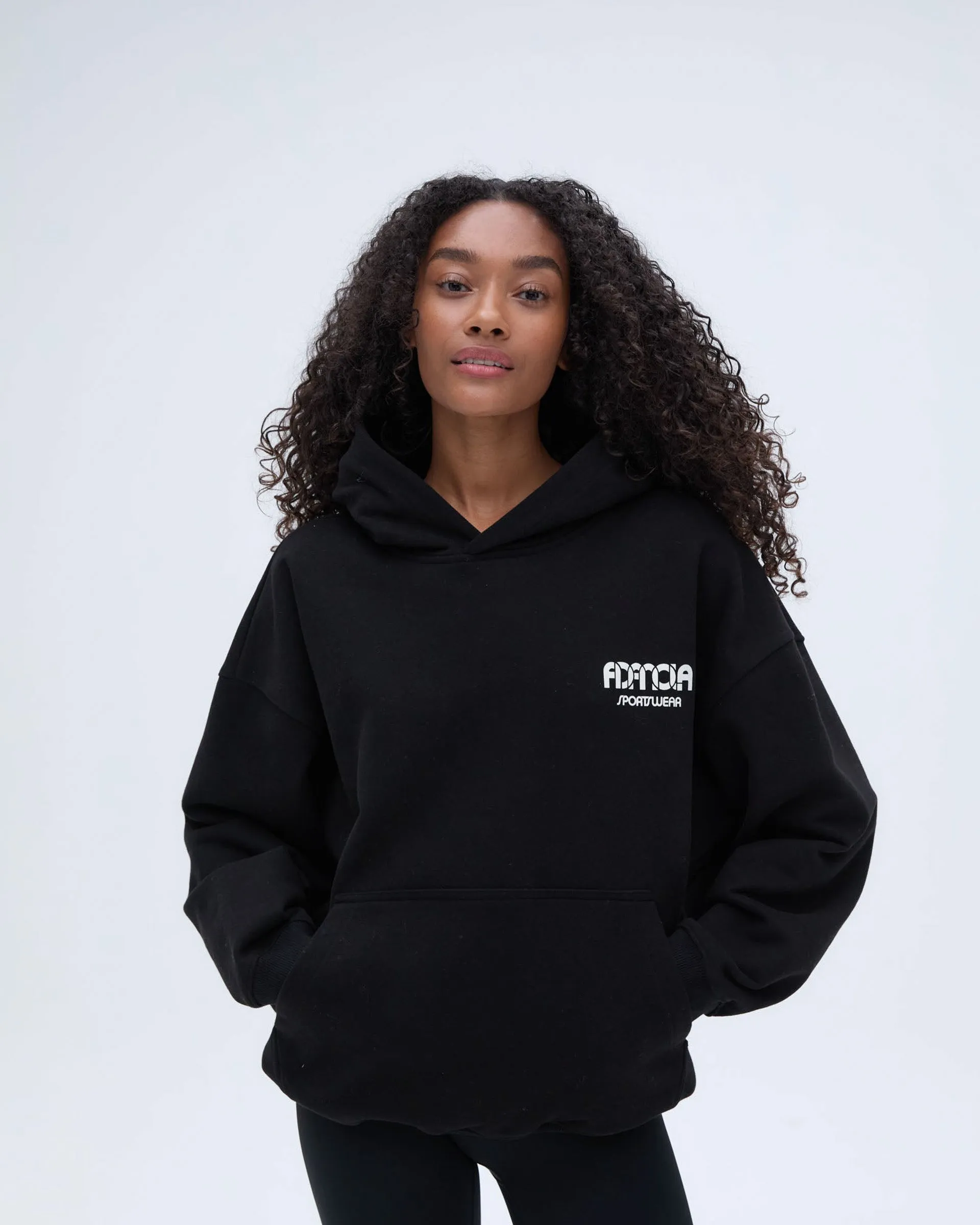Sportswear Oversized Hoodie - Black/Marshmallow White Silk Streetwear vibe