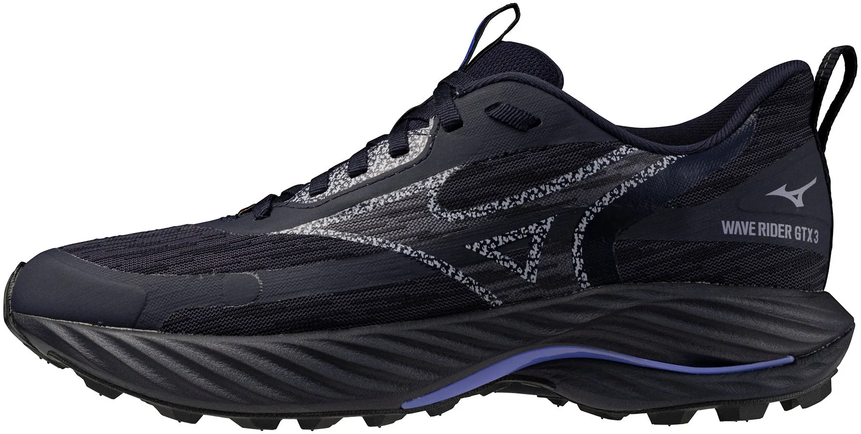 Mizuno Wave Rider GORE-TEX 3 Womens Trail Running Shoes- Grey Engineered Airflow Channels Triple Density Outsole
