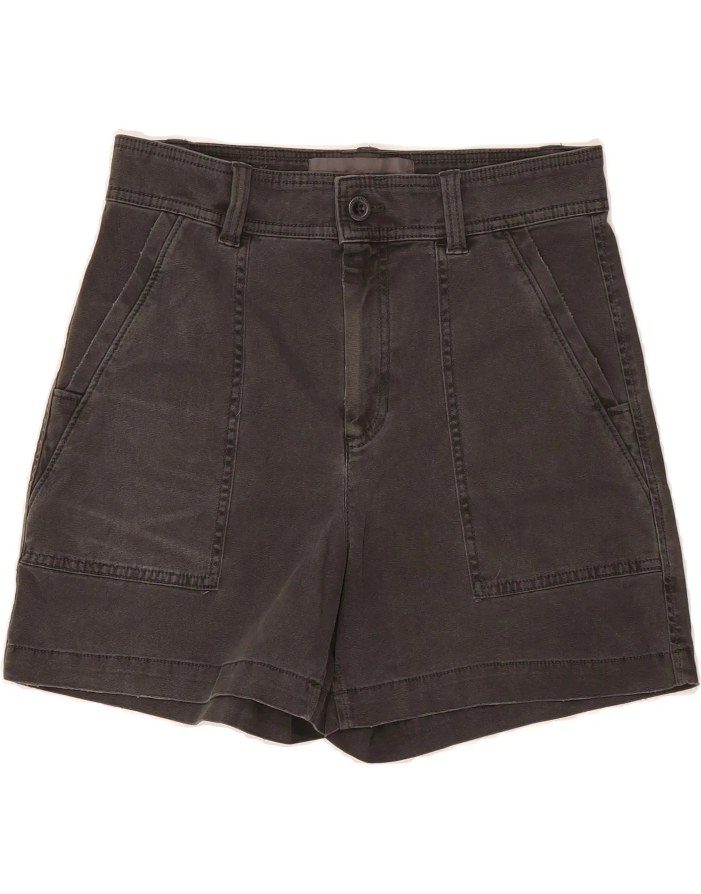 EDDIE BAUER Womens Chino Shorts US 4 Small W30 Grey Cotton Flex Fit Collar Weekend Style