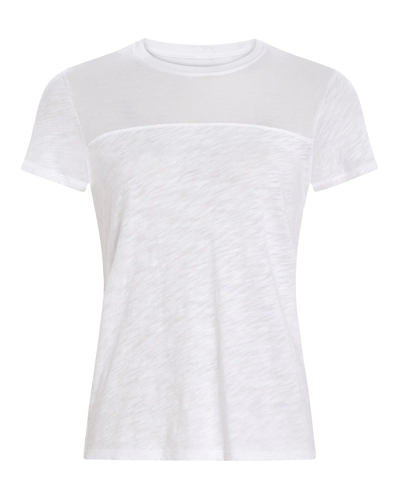 Slub Jersey Mixed Media Schoolboy Crew Neck Tee - White certified mix and match