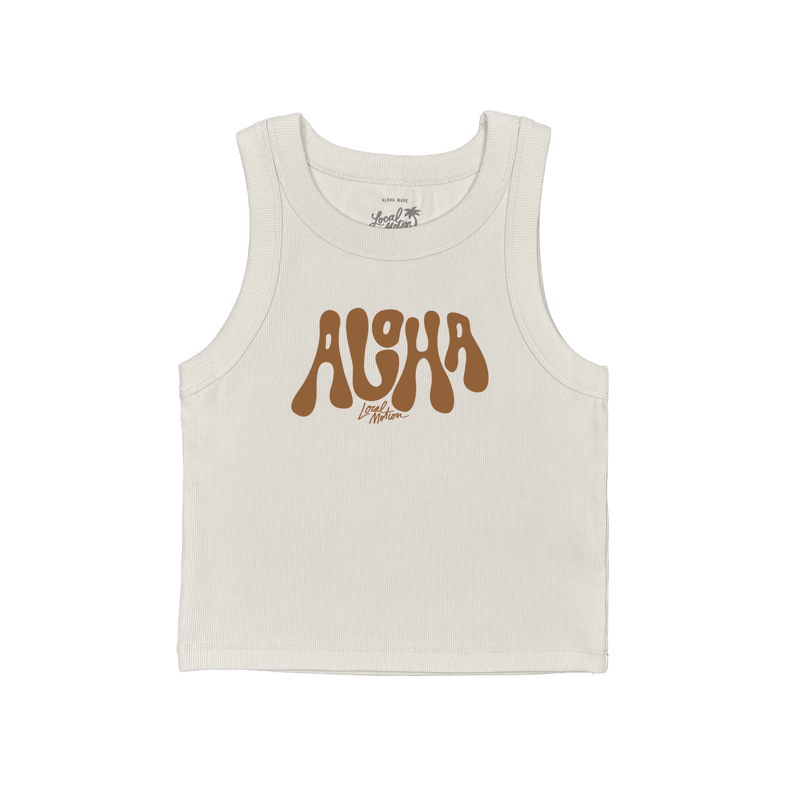 Stay Cool PUFFY ALOHA RIB CROP TANK