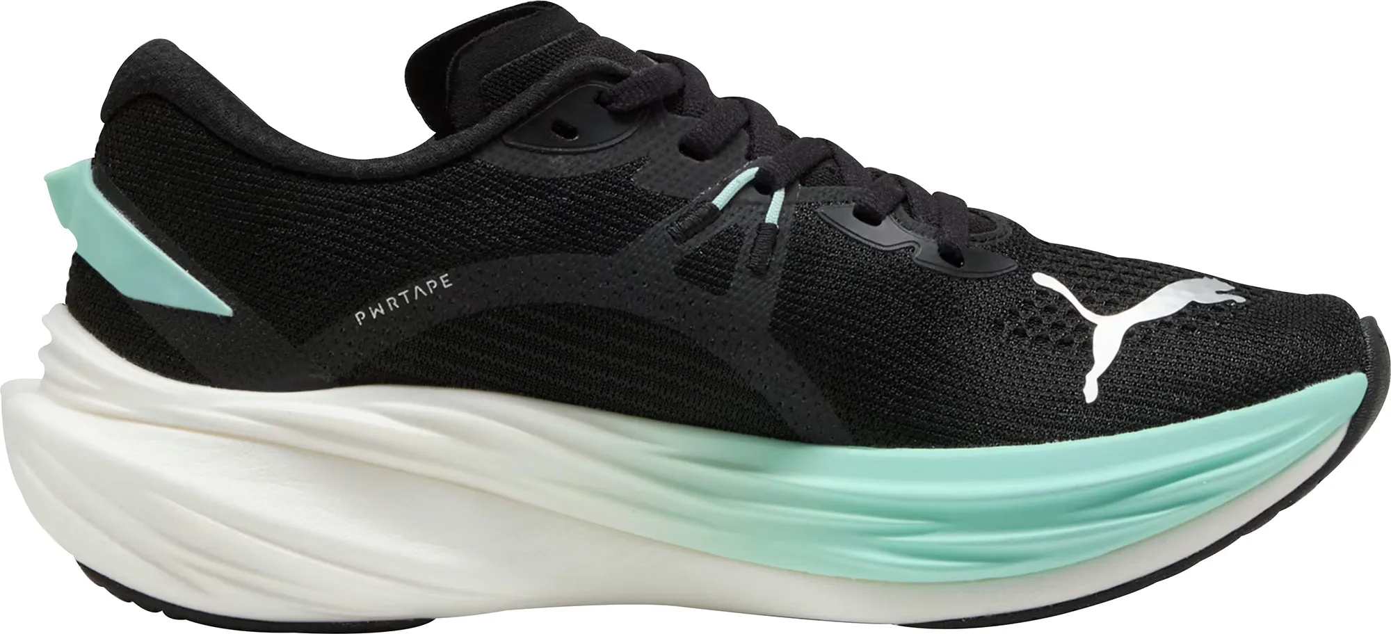Puma Deviate Nitro 3 Womens Running Shoes - Black Thermoplastic Urethane Layer running in a tram station area shoes