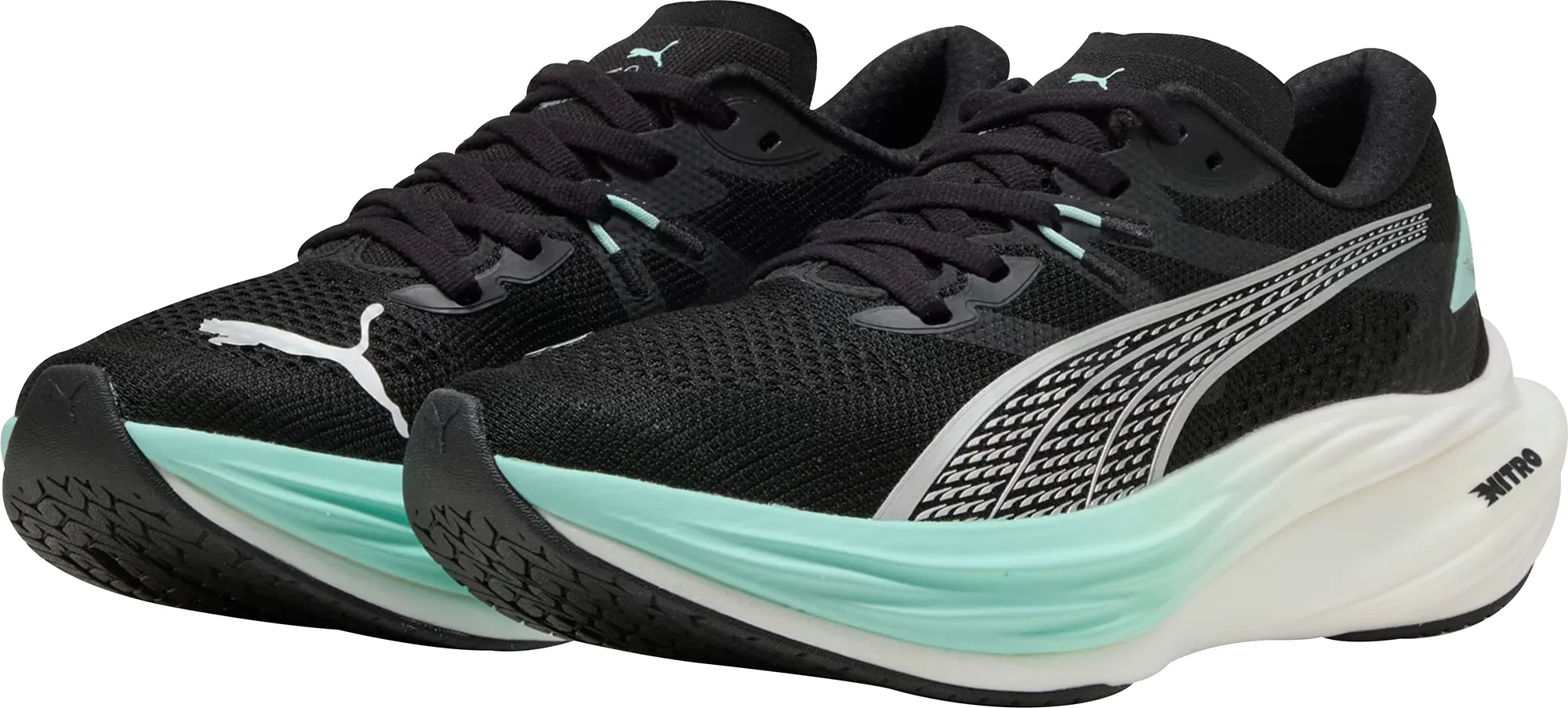 Puma Deviate Nitro 3 Womens Running Shoes - Black BreathableFabric Flexible Forefoot Grooves