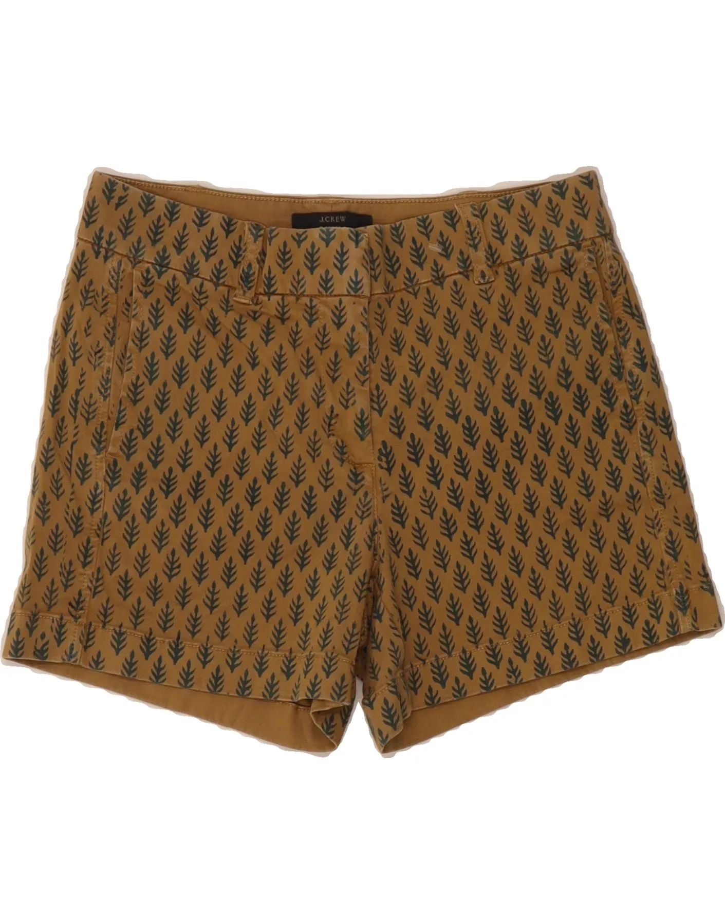 Subtle pattern Stretch Material J. CREW Womens Abstract Pattern Casual Shorts US 0 XS W28 Brown Cotton