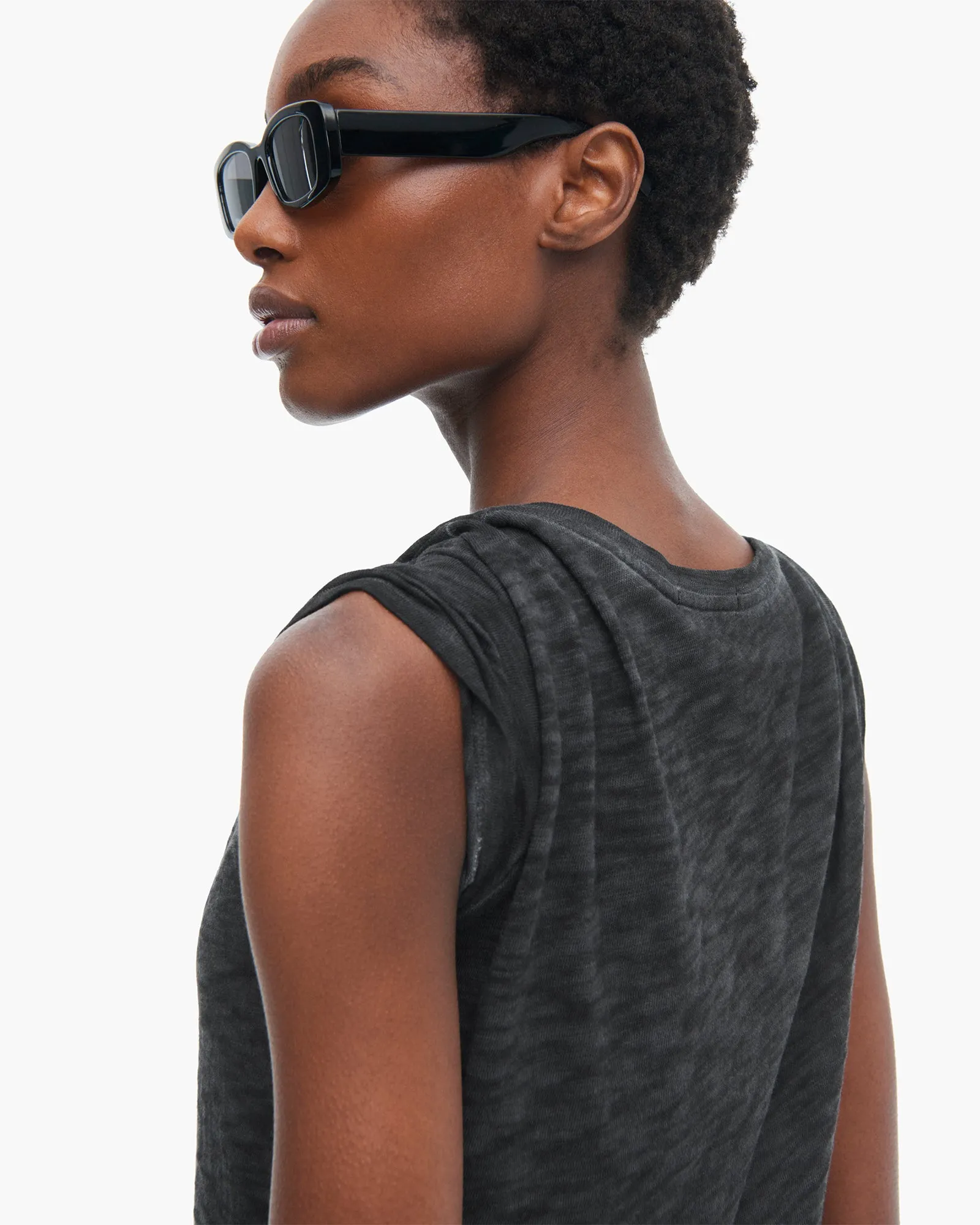 Versatile Layer Premium Cotton Sublime Wash Slub Jersey Schoolboy V-Neck Tee - Black