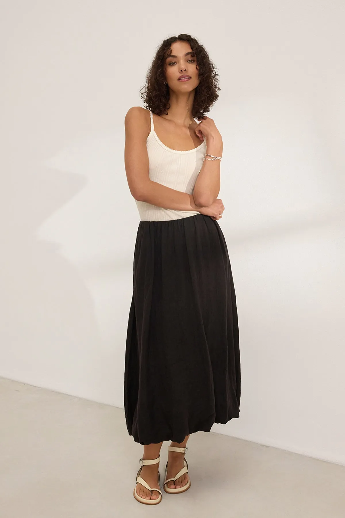 RACHELLE LINEN SKIRT Roll Up Fasten