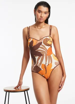 Floreale Trim Tank One Piece - Latte Poolside Swim UV protection coating