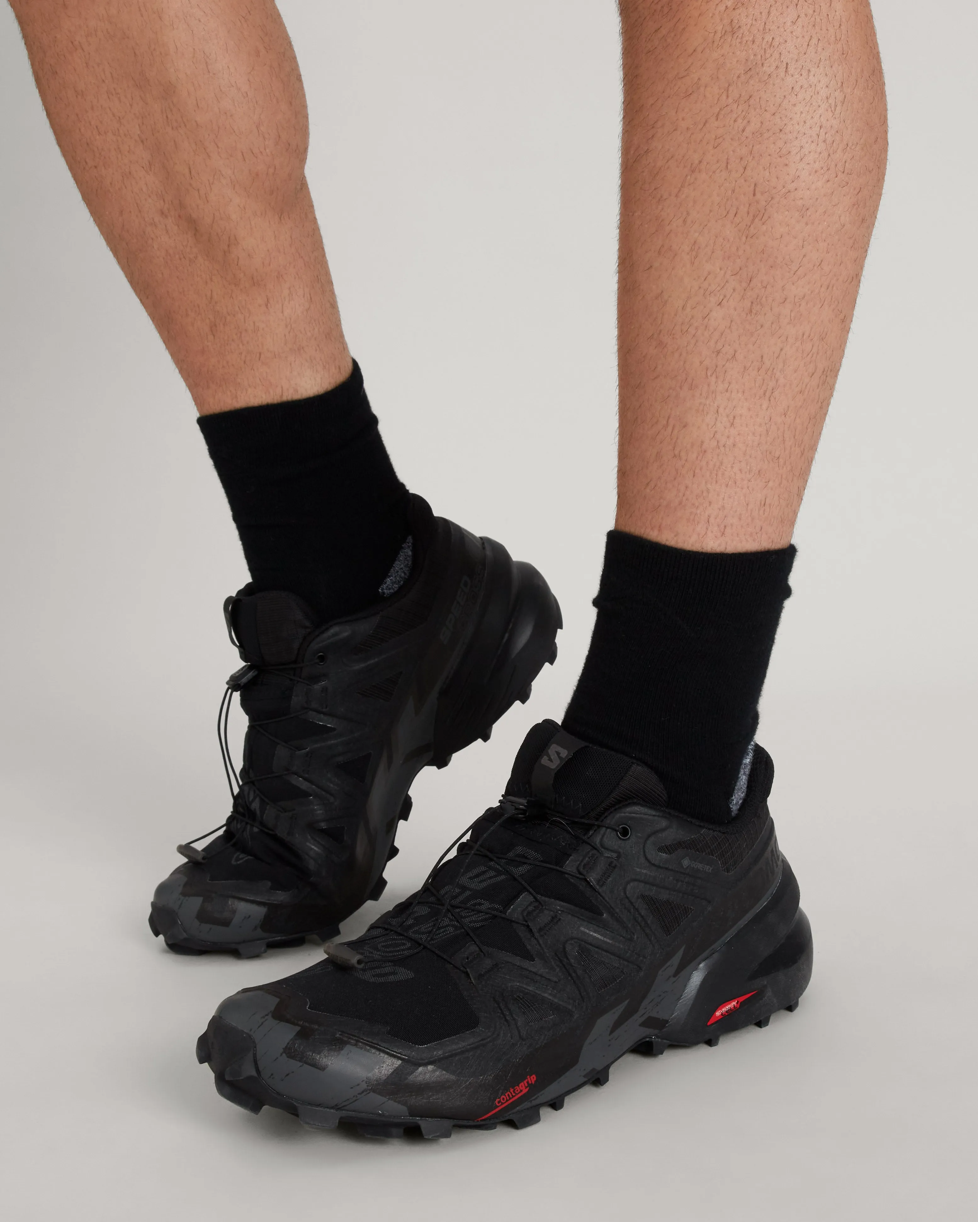 Men's Salomon Speedcross 6 Trail Running Shoes - Black/Black/Phantom Smooth Soles Beauty Walk