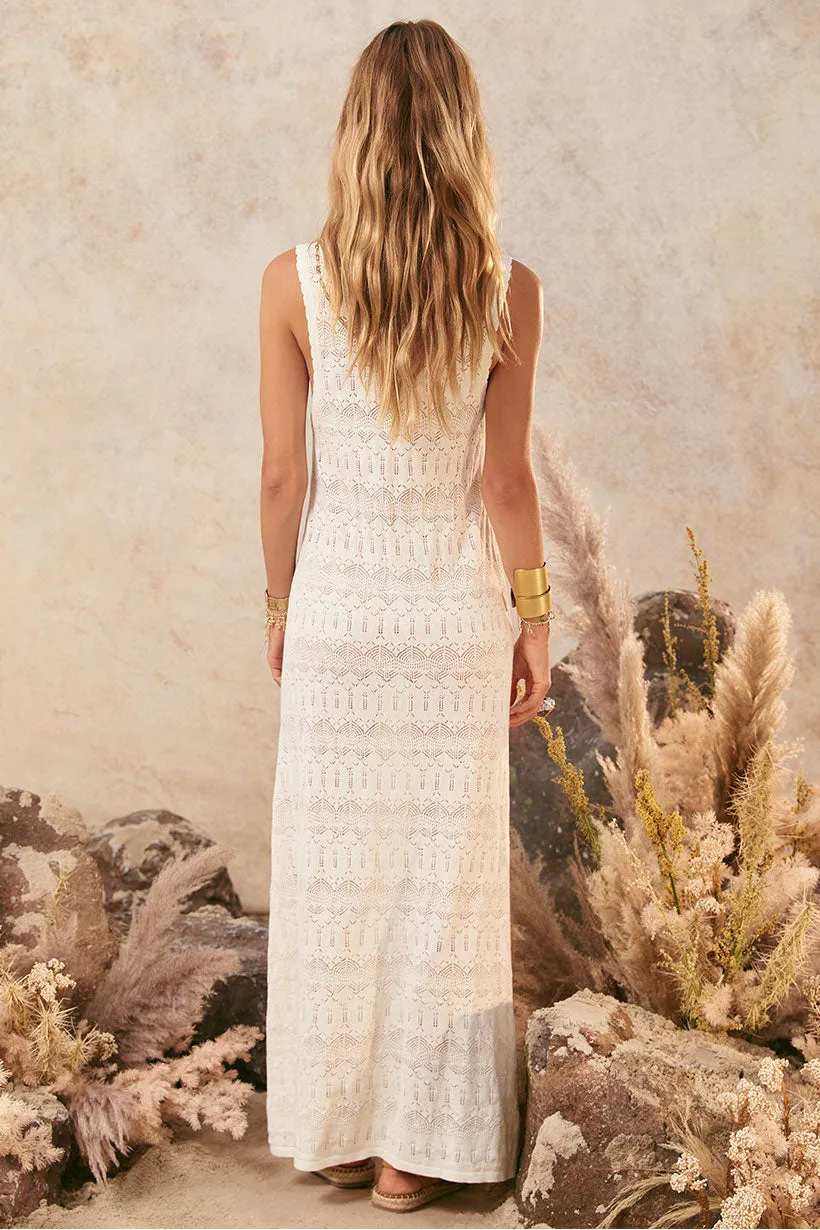 Mesh-Sleeve Siesta Maxi Dress