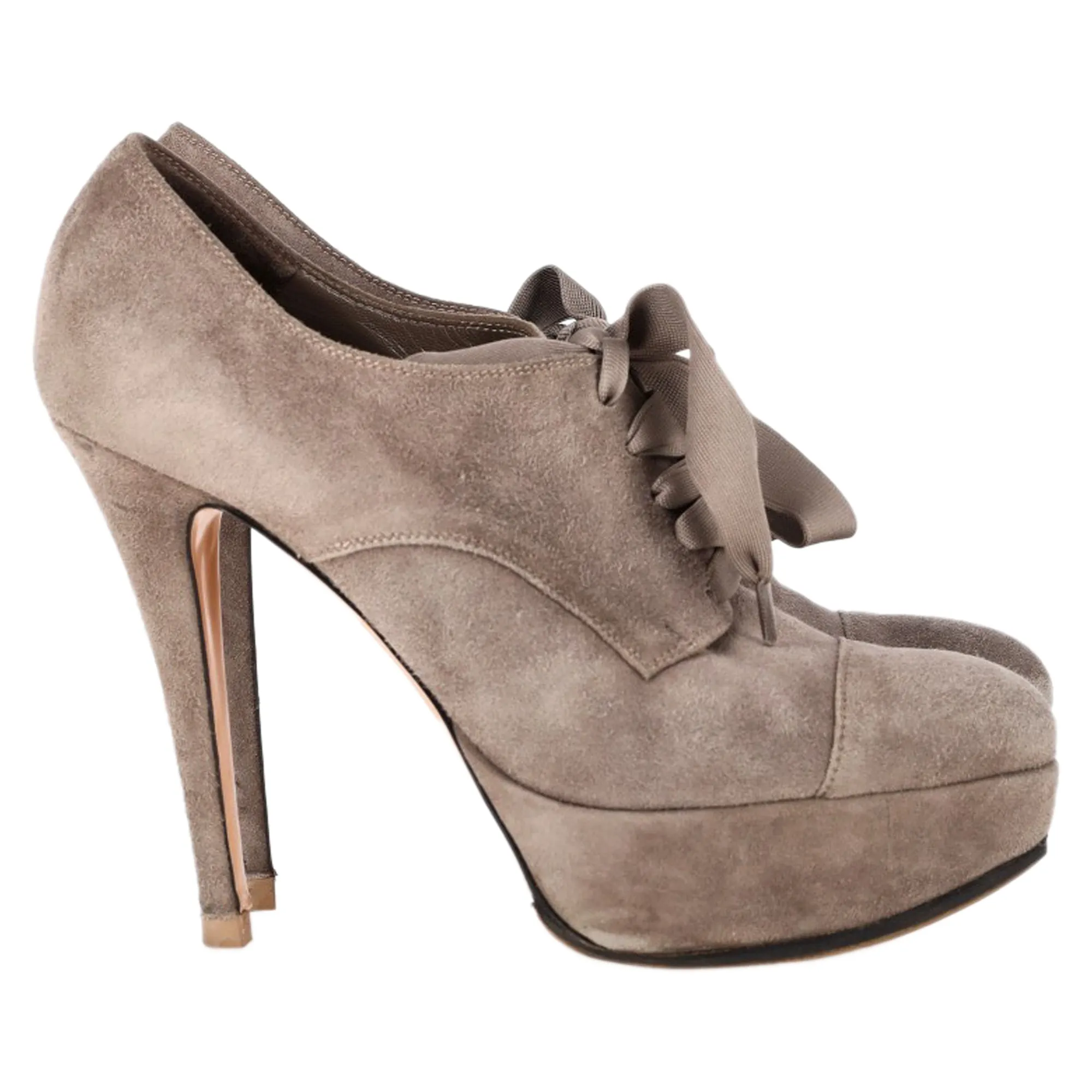 Gianvito Rossi Lace-Up Platform Ankle Boots in Beige Suede Night Out Statement style
