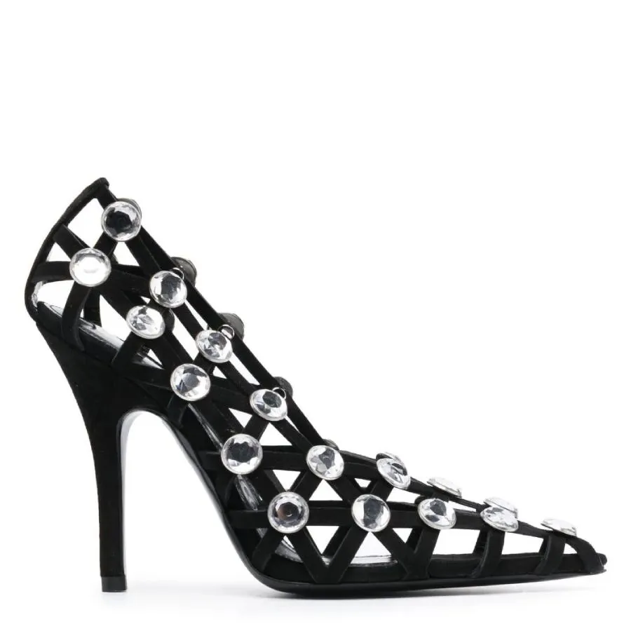 The Attico Grid 105Mm Rhinestone-Embellished Pumps Foot Protection