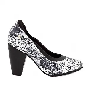 Casual Heels Evening Ready Women's Rhythm High Heels In Black/white Print Leather