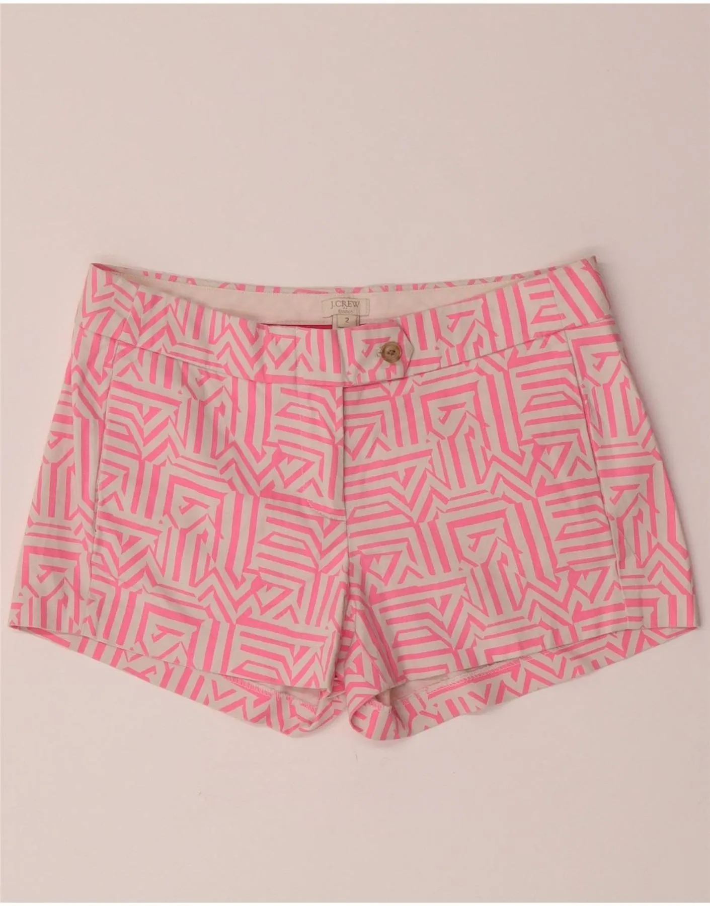 Fashionable Pick J. CREW Womens Chino Shorts US 2 XS W30  Pink Geometric Cotton