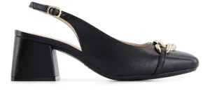 Breathable Material Women's Slingback Pumps With Square Toe In Black