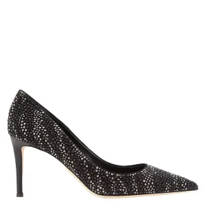 Giuseppe Zanotti Ladies Black Crystal-Embellished Pumps Low Top Style Party Heels