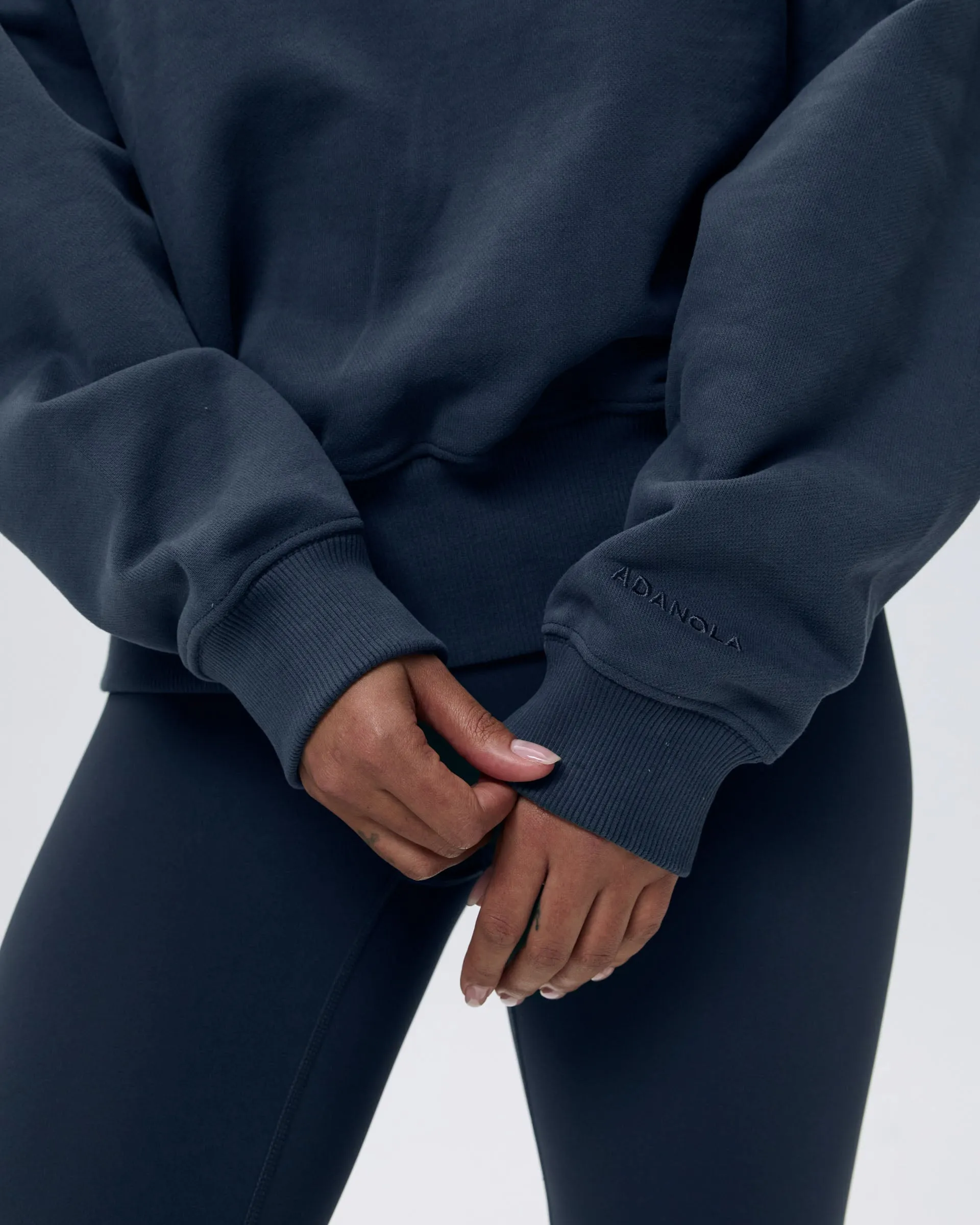 Chill Look Soft Wear Relaxed Funnel Neck Zip Sweatshirt - Midnight Blue