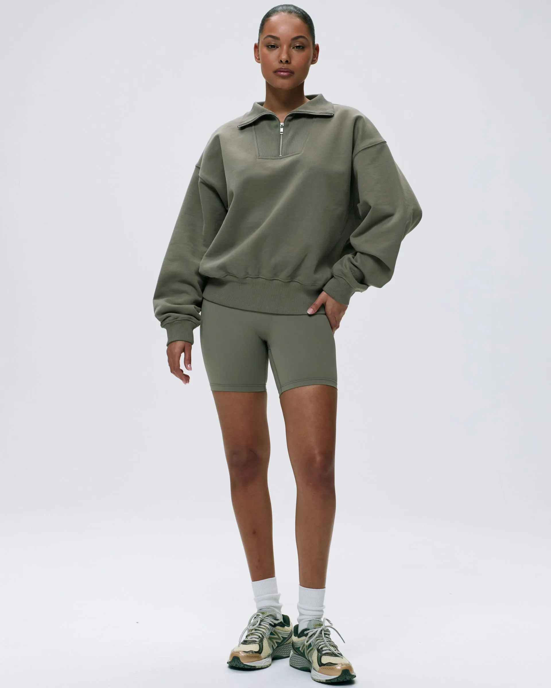 Relaxed Funnel Neck Zip Sweatshirt - Olive Green product camouflage stealth Chill Layer