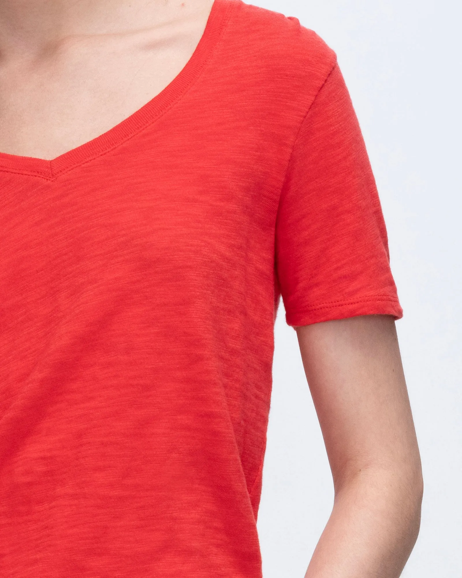 Playful Prints Slub Jersey Classic Short Sleeve V-Neck Tee - Cardinal Red