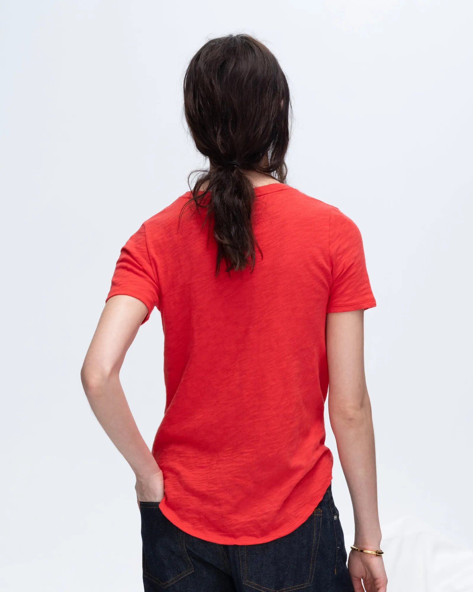 Slub Jersey Classic Short Sleeve V-Neck Tee - Cardinal Red Casual Statement Perfect Wear