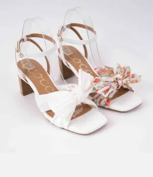 Women's Cara Floral Heel In White Stylish Footwear