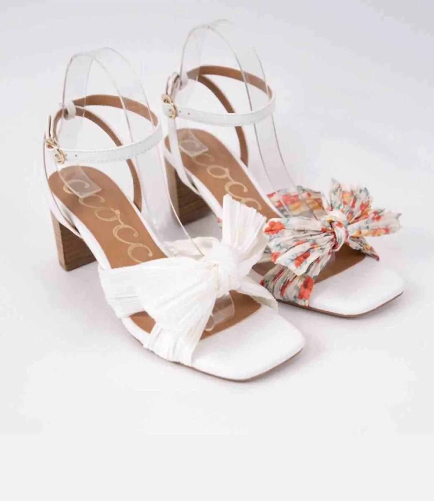 Ergonomic Design Classic Bridal Sandals Women's Cara Floral Heel In White