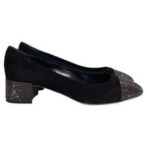 Rene Caovilla Kristen Crystal-Embellished Pumps In Black Suede Fashionable Flawless Look