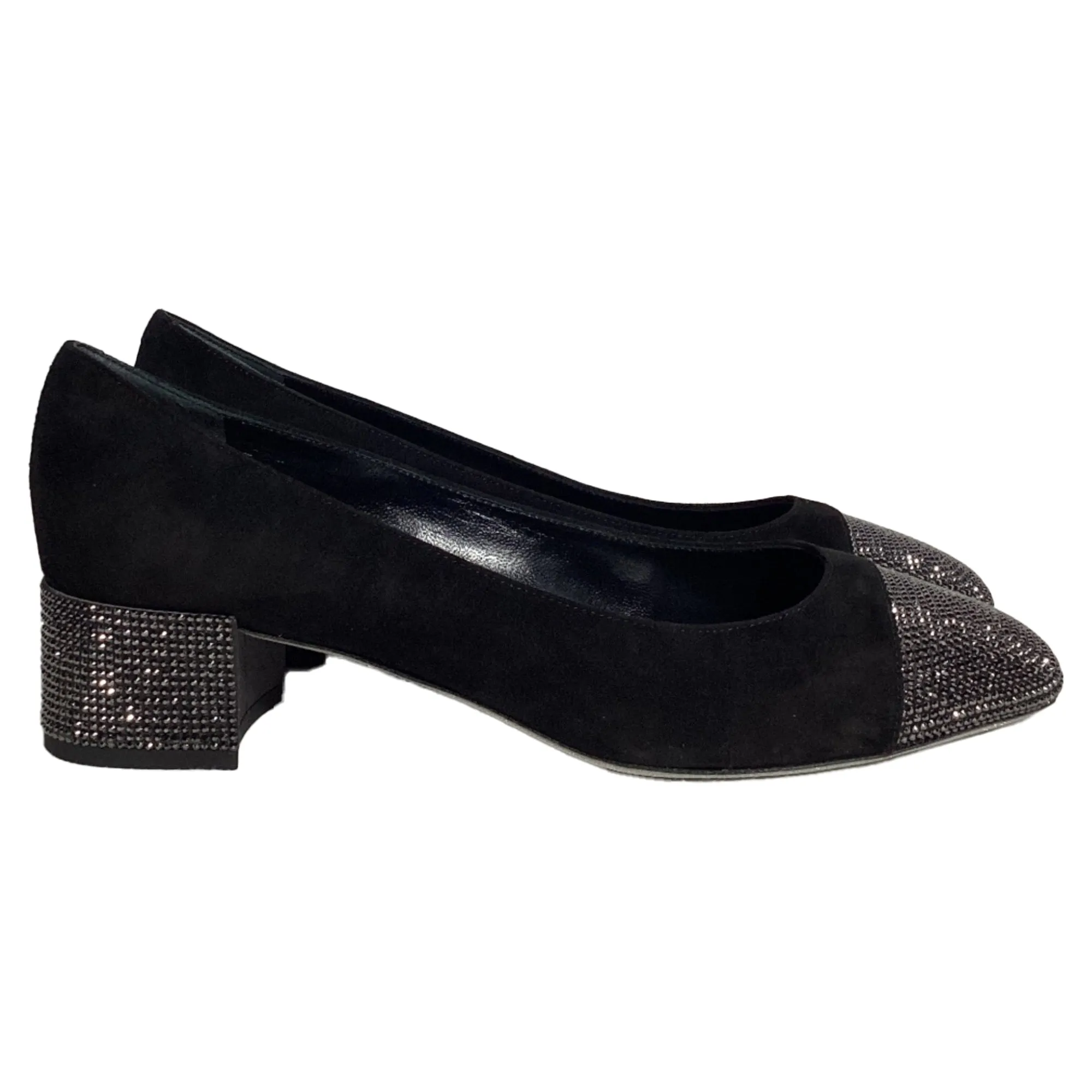Rene Caovilla Kristen Crystal-Embellished Pumps In Black Suede Fashionable Flawless Look
