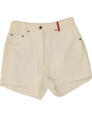 WOODPECKER Womens Denim Shorts UK 14 Medium W30  Off White Cotton Thermal Regulation Fabric