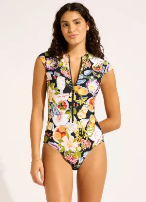 Zipper-Front Riviera Coast Zip Front One Piece Swimsuit