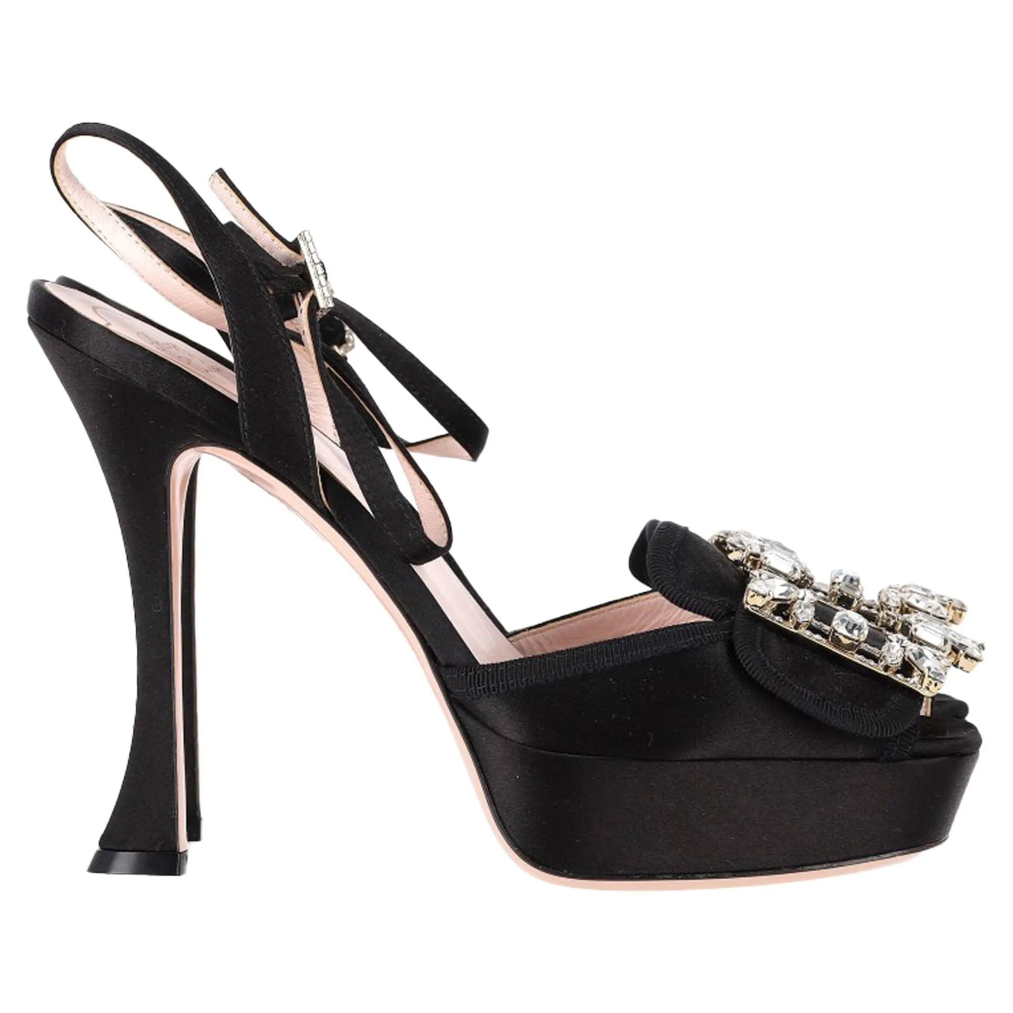 Roger Vivier Crystal Buckle Platform Sandal Heels Dressy High Heels Water Resistant