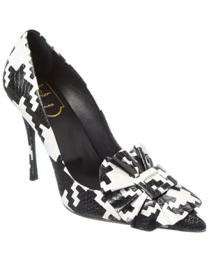 Roger Vivier Dec Frilly Embossed Leather Pump Soft Sole High Heels