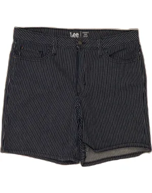 LEE Womens Regular Fit Casual Shorts US 16 2XL W38 Navy Blue Pinstripe Printed design