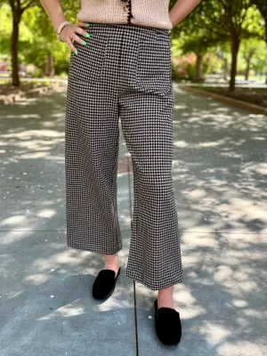 Rowan Houndstooth Cropped Wide Leg Pant Odor Resistant Comfort Control