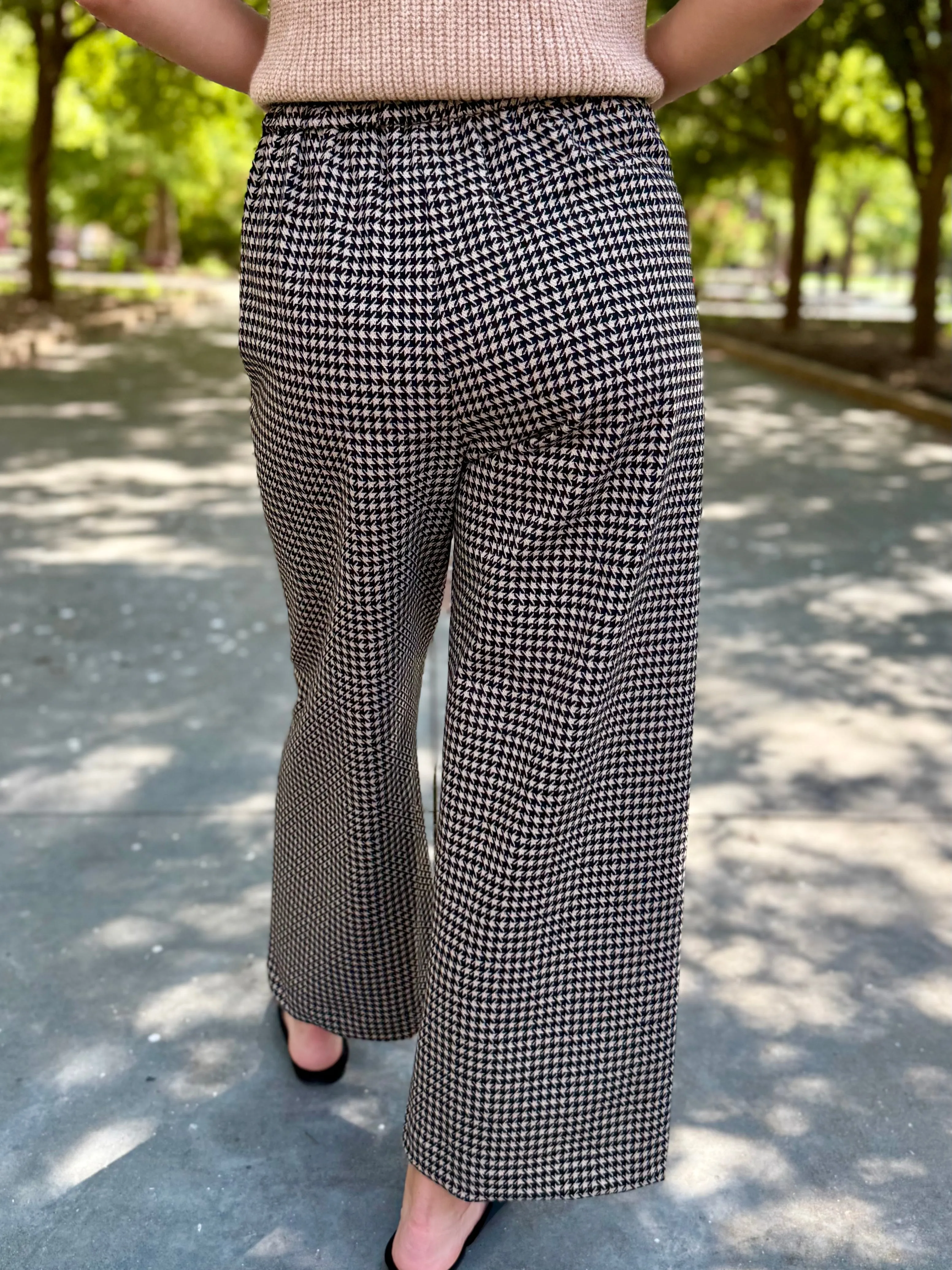 Rowan Houndstooth Cropped Wide Leg Pant BreathableFabric