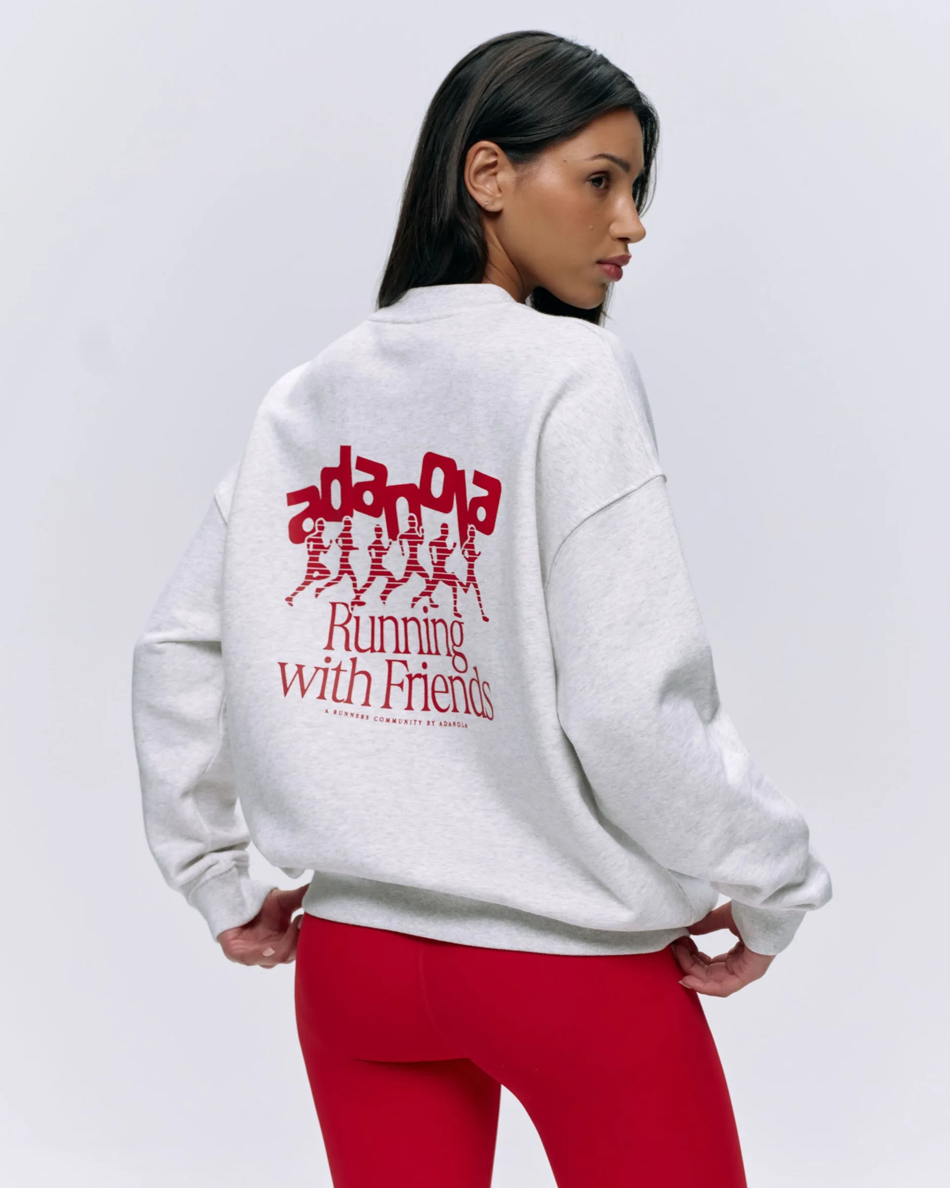 Runners Oversized Sweatshirt - Light Grey Melange/Classic Red quick-drying