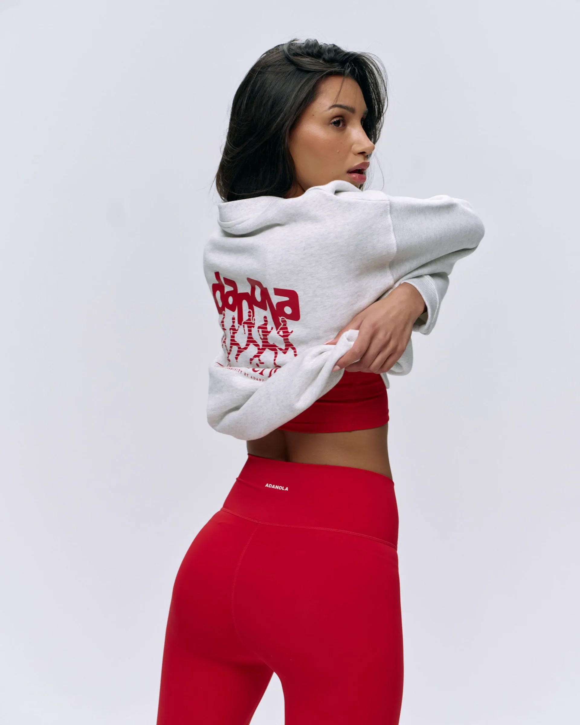 product couple connection Runners Oversized Sweatshirt - Light Grey Melange/Classic Red