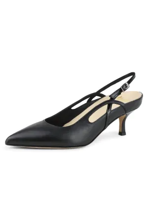 Sadetta Pointed Toe Slingback In Black Leather Stylish Look