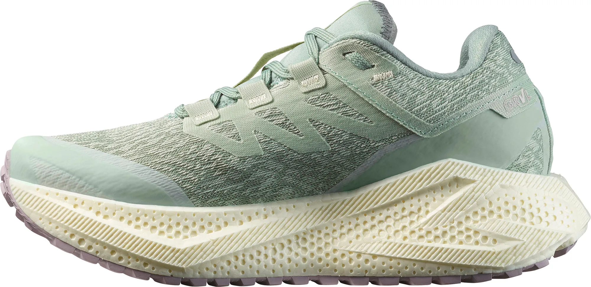 heavy - duty rubber shoe substance Ventilation Channel Design Salomon Aero Glide 3 GRVL Womens Trail Running Shoes - Green