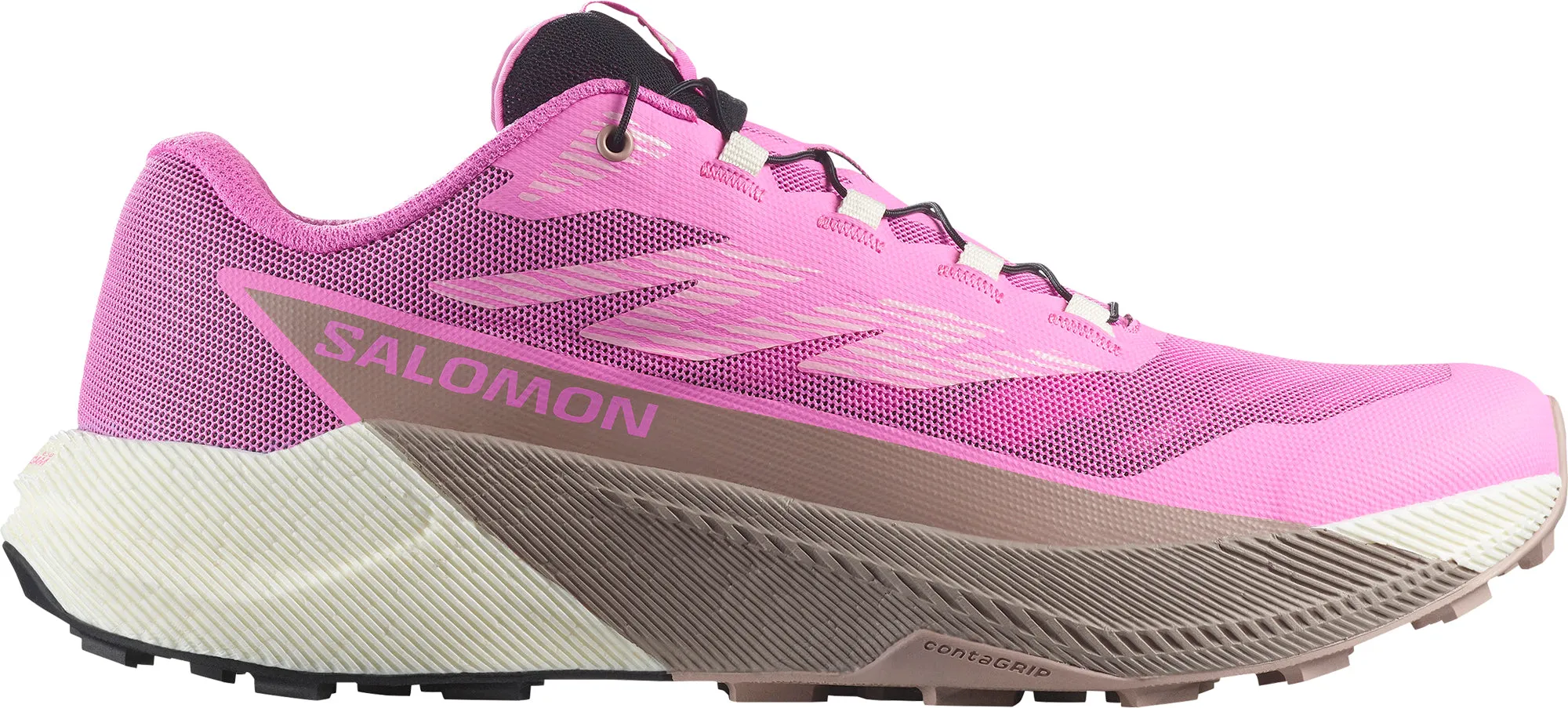 Salomon Pulsar Womens Trail Running Shoes - Pink Multi directional traction Stretchable Material
