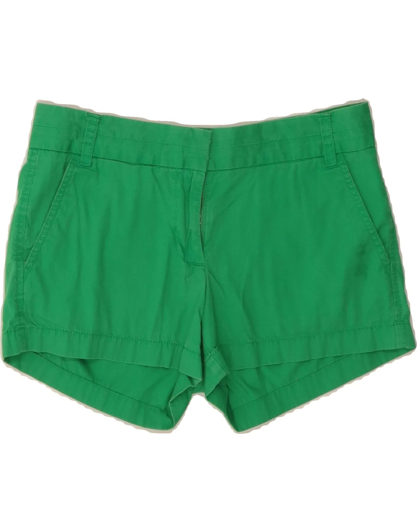 J. CREW Womens Chino Shorts US 4 Small W28  Green Cotton Hidden Button Placket