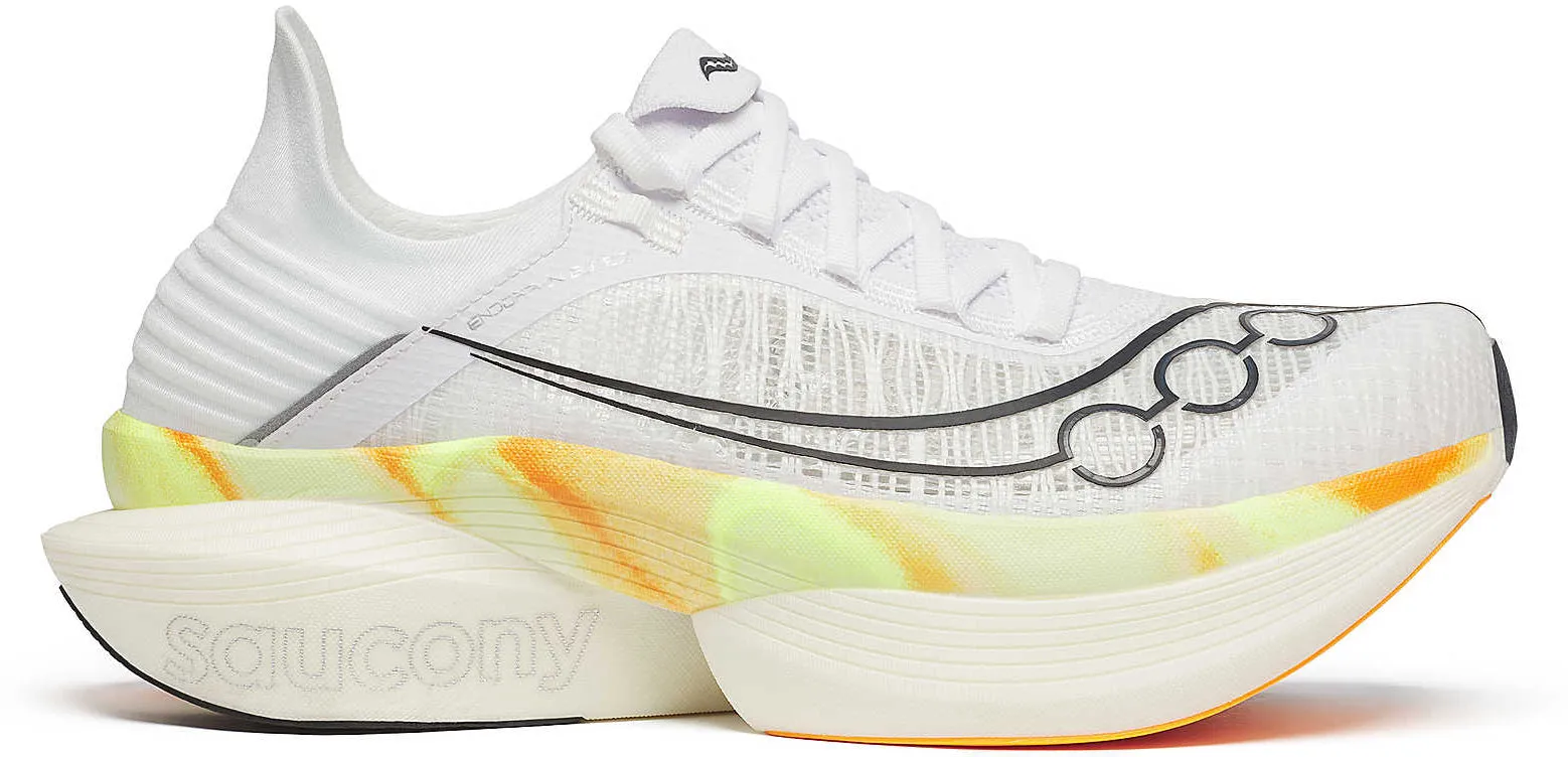 Saucony Endorphin Elite 2 Running Shoes - White running in cold weather running with a sports bra