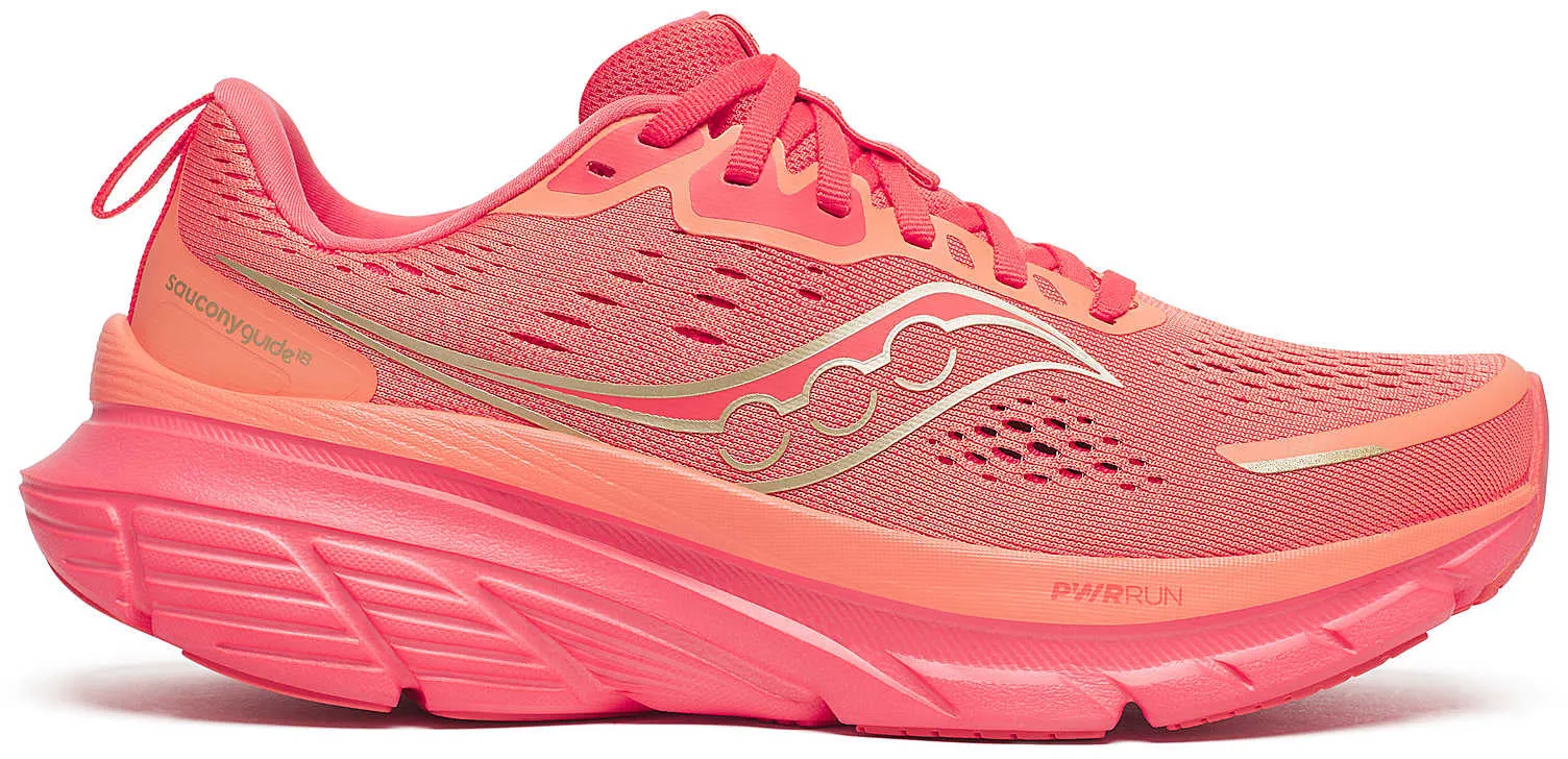 sporty shoe appeal running during a foggy day Saucony Guide 18 Womens Running Shoes - Pink