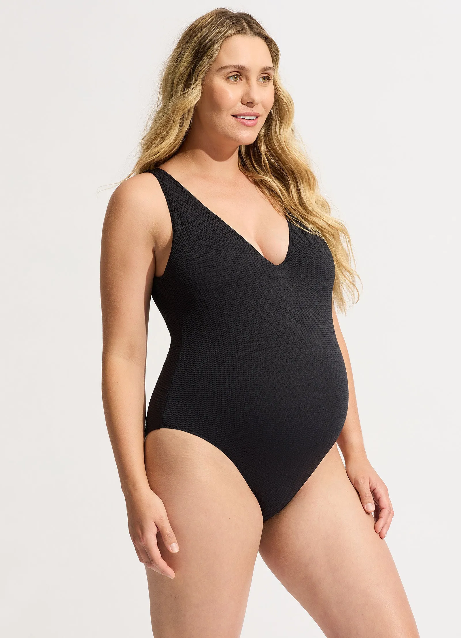 Sunny Beach Day Beach essentials Sea Dive Deep V Neck One Piece - Black