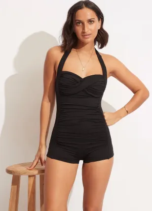 Seafolly Collective Boyleg One Piece - Black Breezy-Fabric Tagless Comfort