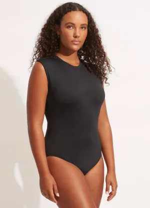Comfortable Wear Sleek-Lines Seafolly Collective Cap Sleeve One Piece - Black