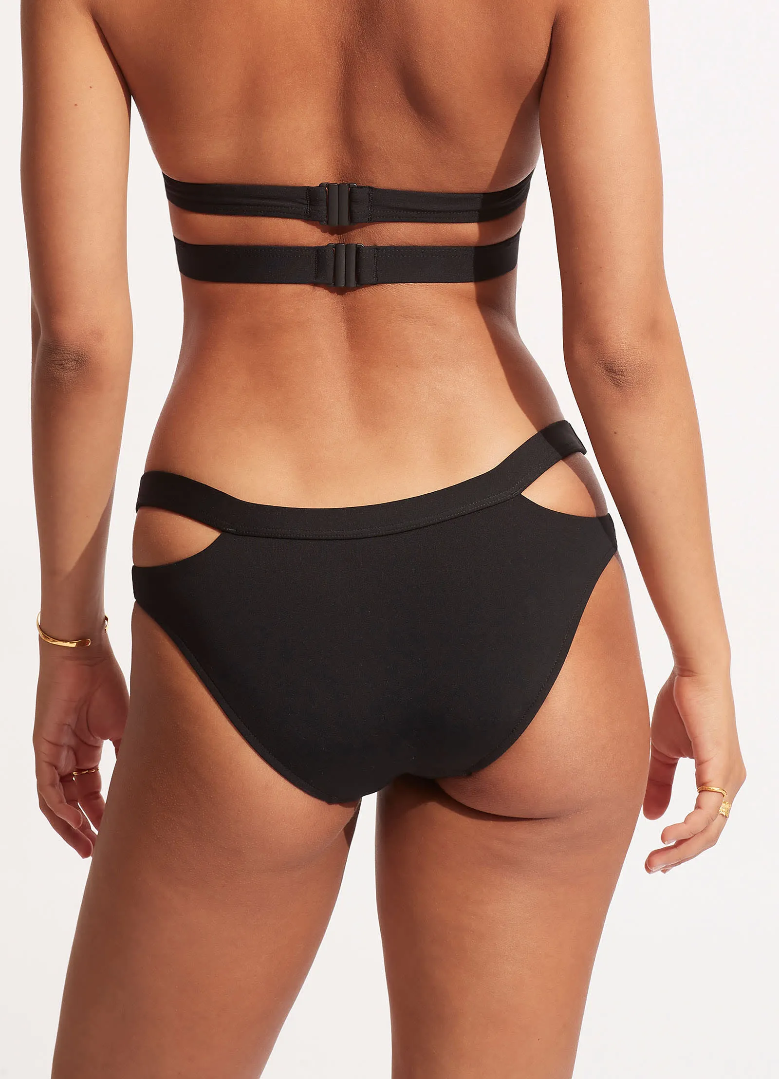 Quick Drying Inner Shell Anti Fade Technology Seafolly Collective Split Band Hipster Pant - Black